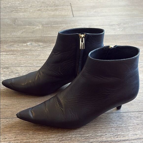 Anine Bing Stella Black Leather Ankle Boots Pointed Toe w Kitten Heel Size 38 - Picture 10 of 10